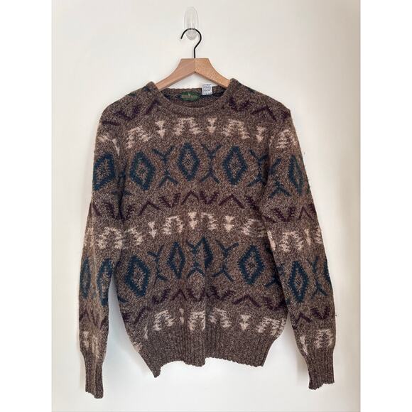 Boundary Waters Made in Italy Wool Blend Printed Crewneck Sweater, Size M - Picture 1 of 7